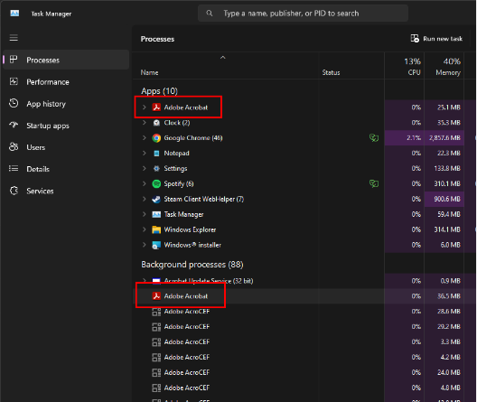 How to Resolve the "A running instance of Acrobat has caused an error" Issue